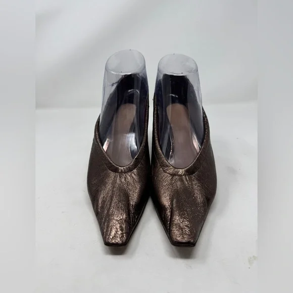 Bottega Veneta Brown Mettalic Almond Pumps - Picture 2 of 10